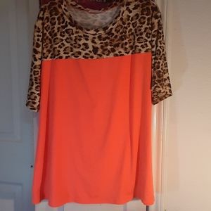 Southern Stitch bright orange with leopard top